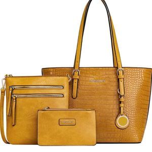 Yellow Montana West Totes Large Purse Shoulder Handbag with Wallet Set 3 …